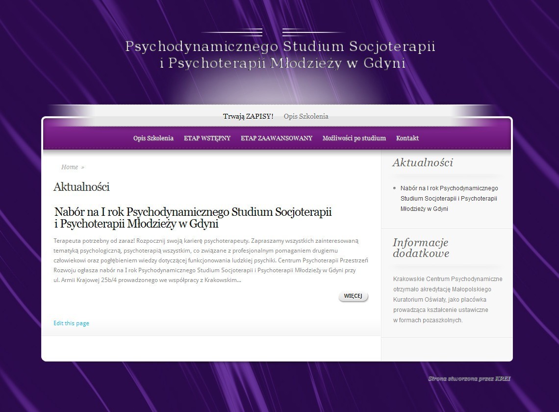 Nabór na I rok Psychodynamicznego Studium Socjoterapii i Psychoterapii Młodzieży w Gdyni